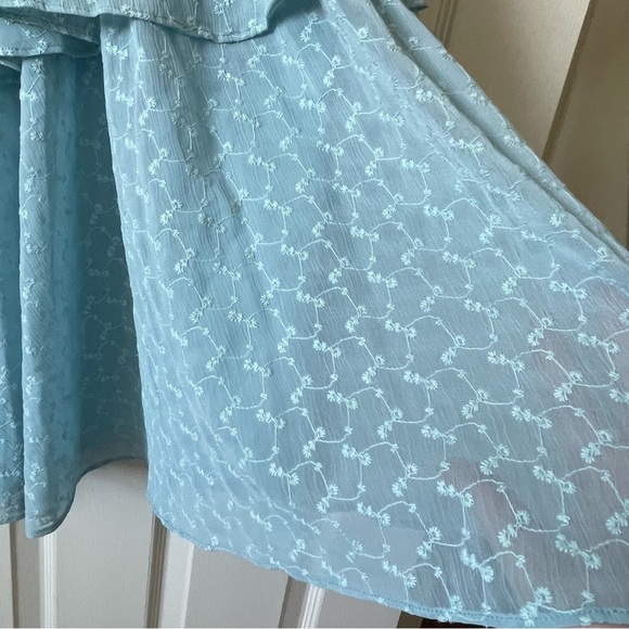 Gal Meets Glam Helena Sundress Women Size 12 Embroidered Ruffle Sleeveless Blue - Picture 8 of 12